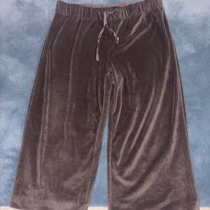 Brown Wide Leg Velvet Cargo Pants with Relaxed Silhouette